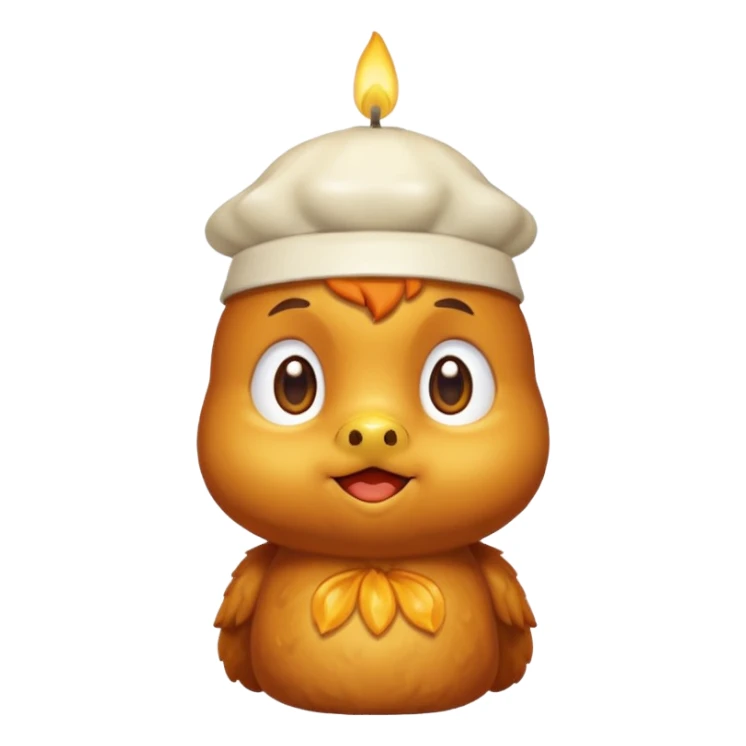 Orange chicken with a candle on his head  sticker