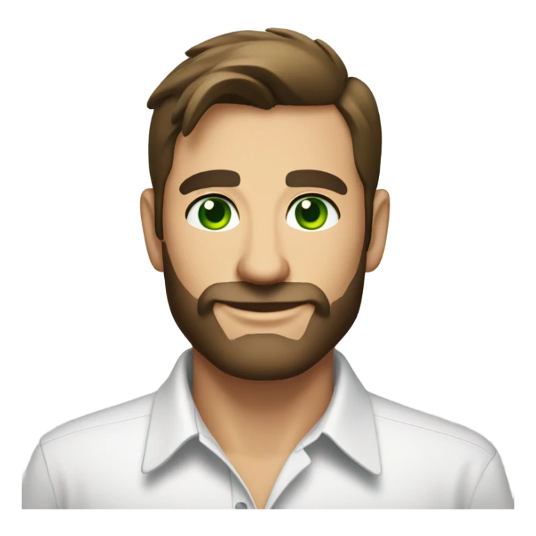 handsome optimist brunette man and beard green eyes wearing white button down shirt  sticker