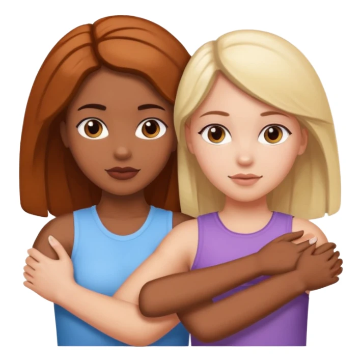 A colored girl with a white girl arms over each other sticker