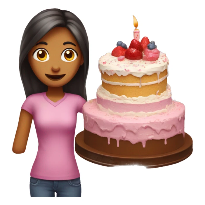 a girl with a cake  at homre sticker