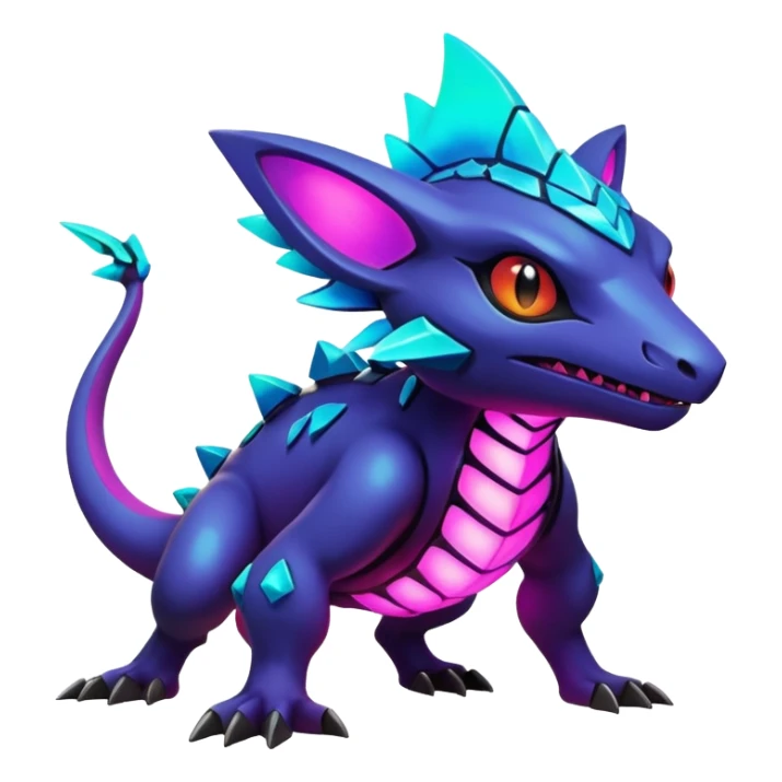 Dark bright neon colorful edgy exotic Fakémon-Pokémon-Vernid-creature sticker