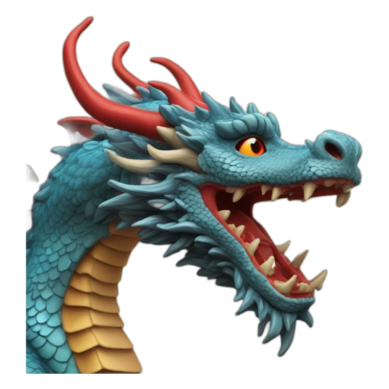 Un dragon chinois fais avec des traits fins et rouges sticker