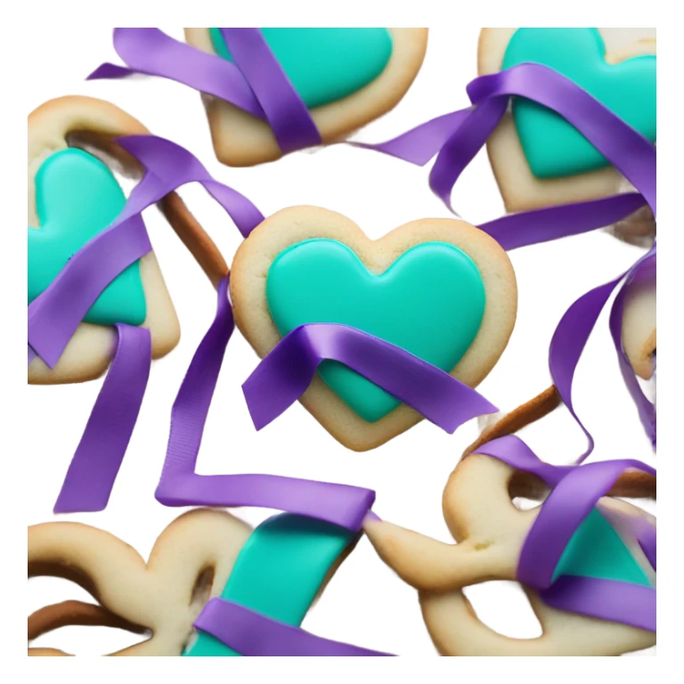 Purple teal Suicide awareness ribbon, heart cookie sticker