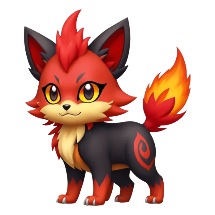 Zorua-Pyroar-Litten-Fakémon-hybrid-creature (full body)  sticker