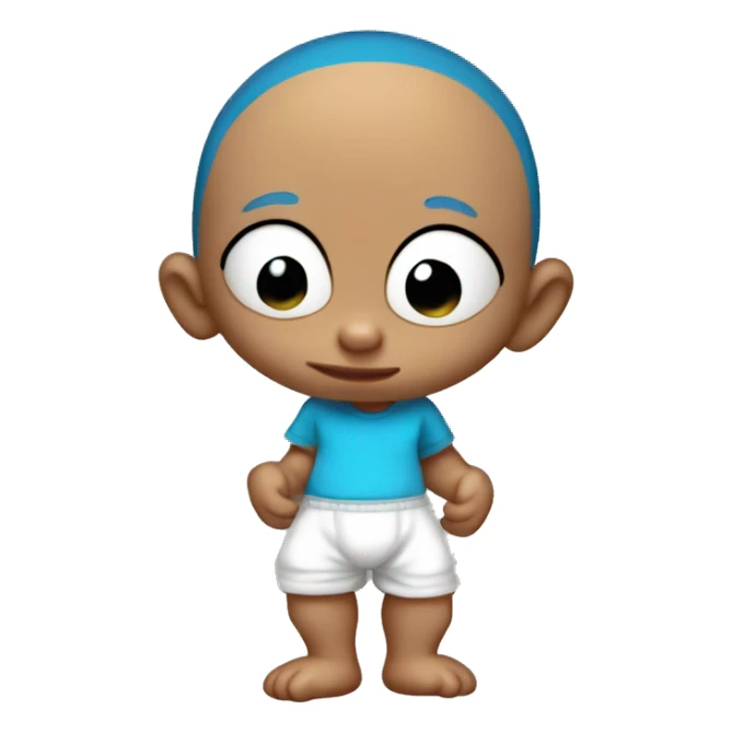 HAIRLESS BABY IN DIAPER WITH BLUE T-SHIRT, RUGRATS sticker