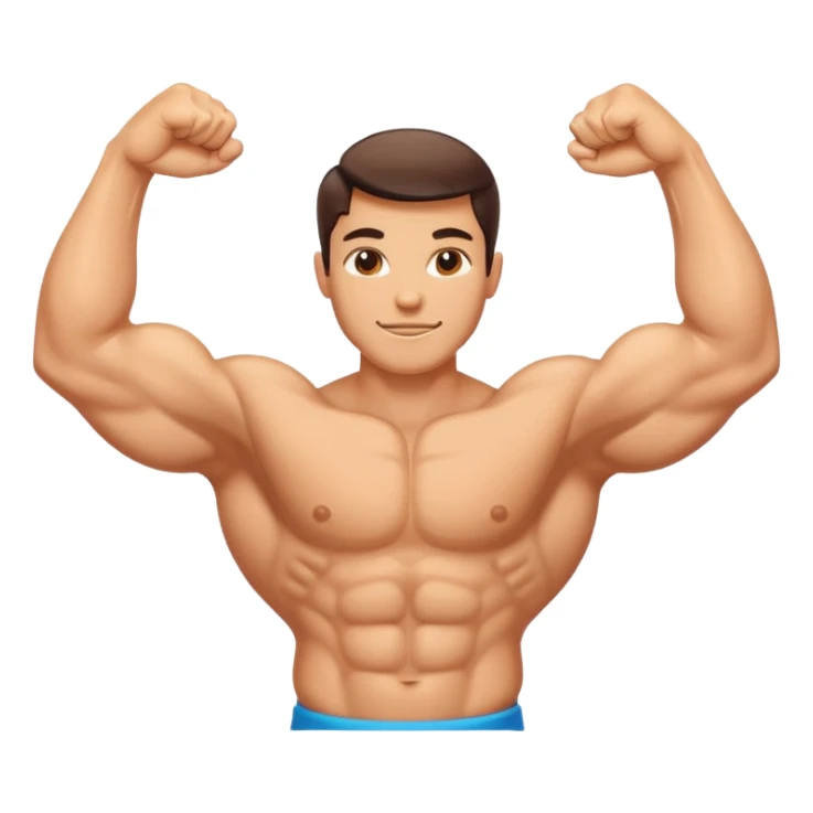 "Create a high-quality, glossy emoji-style illustration of a flexed biceps (💪). Use smooth gradients, rounded shapes, clean vector-style design, soft shadows, and vibrant colors. The result should look like an official modern emoji, crisp and polished." sticker