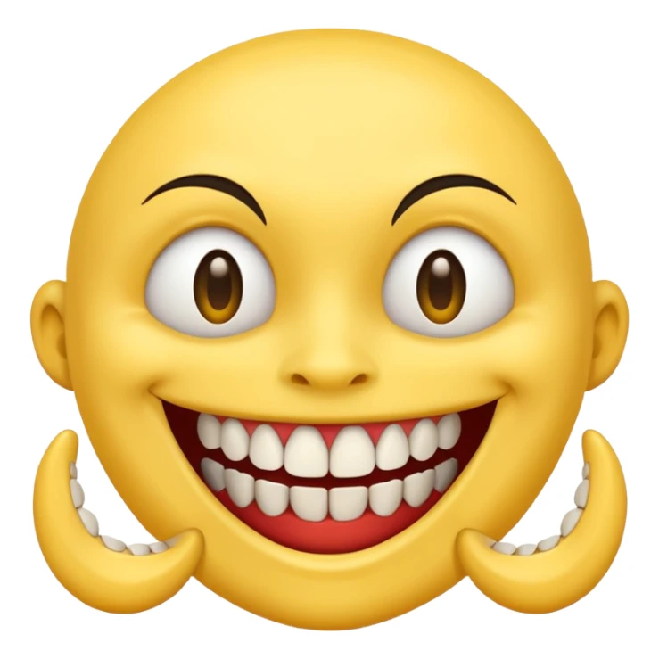 creepy smile lots of teeth built like regular yellow smile sticker