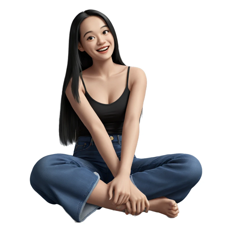 smiling girl in denim jeans sticker