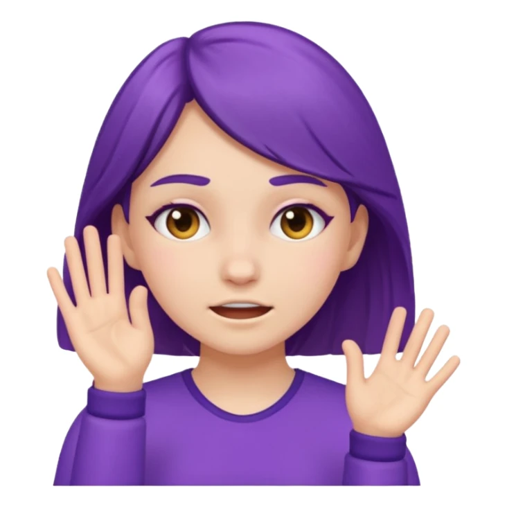 slapping face, girl wearing violet sticker