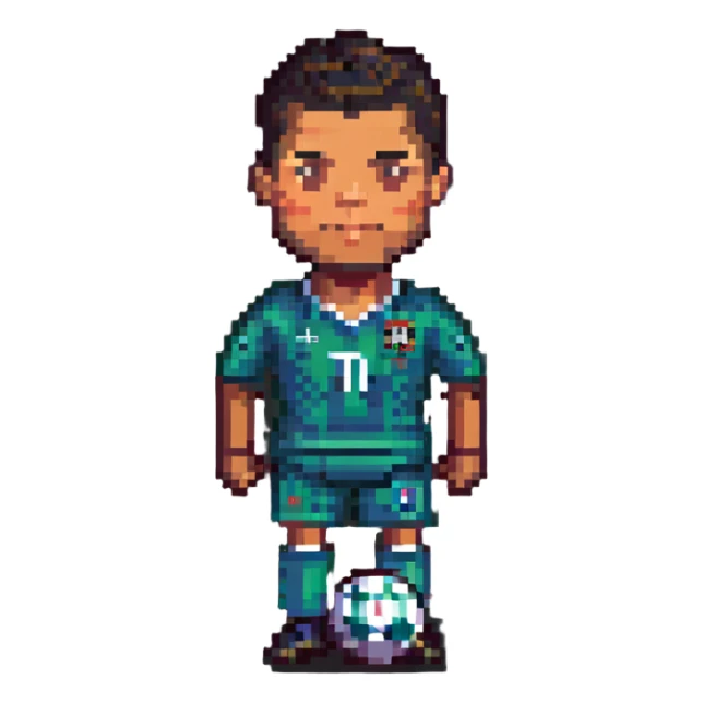Cristiano Ronaldo, footballer, pixel art style, pixel art character sticker