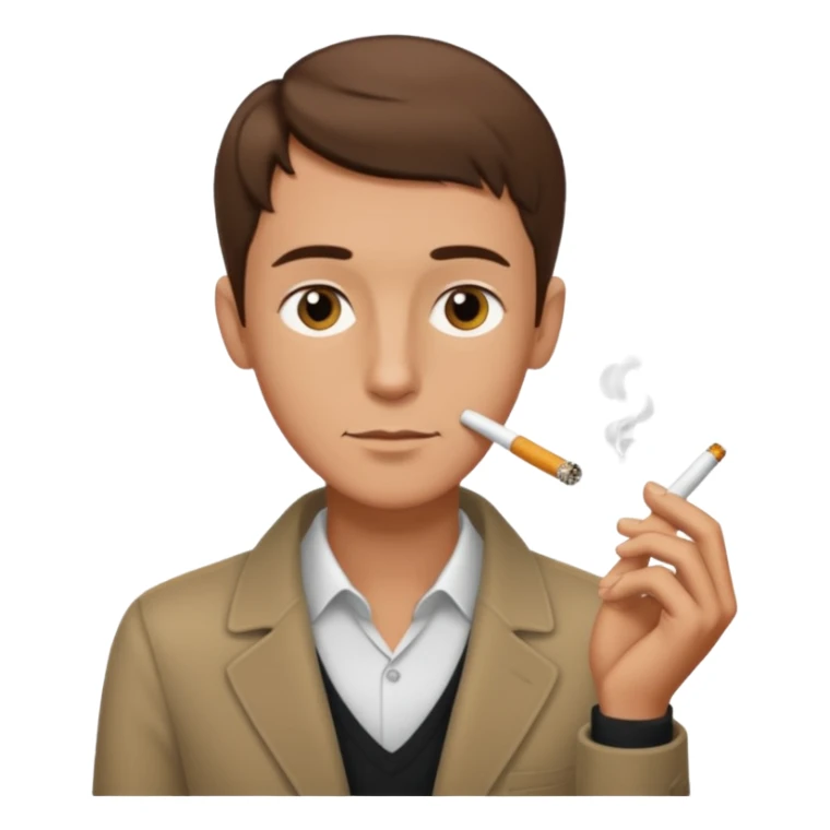 Shirtless thin man with a cigarette and short brown hair sticker