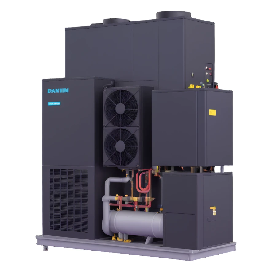 Daikin industrial chiller unit, large commercial cooling equipment sticker