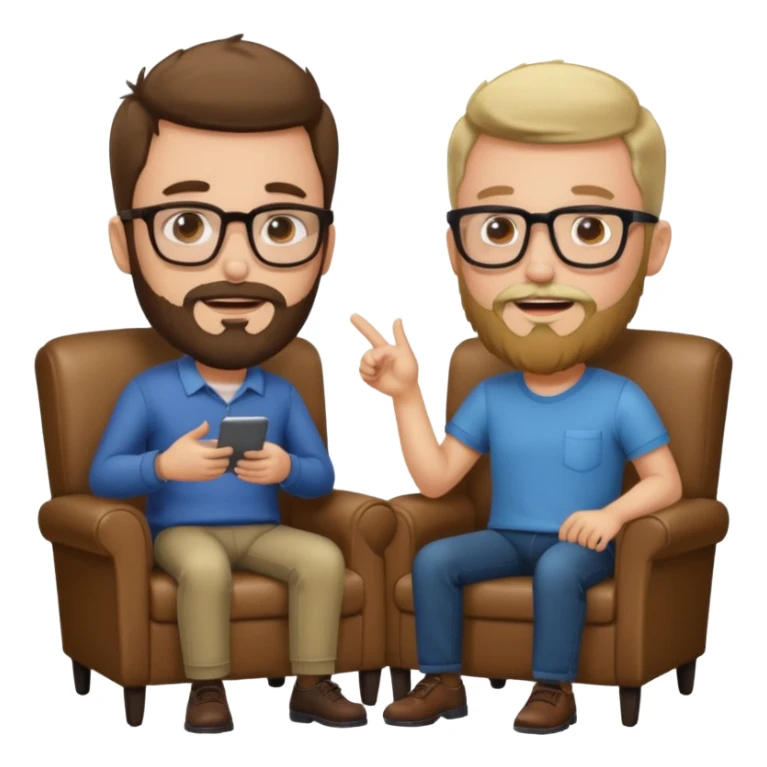 Tow guys in a chair asking sticker