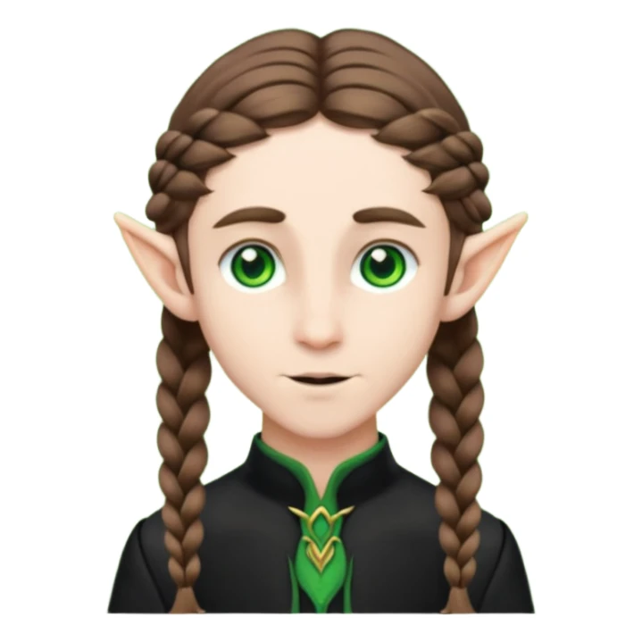 elves with braided brown  hair man black dress  sticker