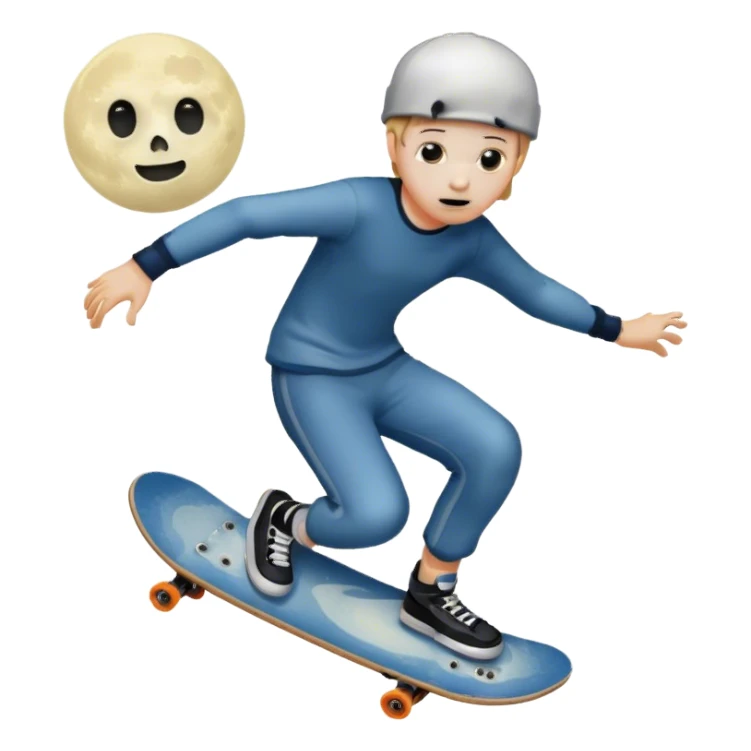  ghost skater boi sk8 boarding under a moon sticker