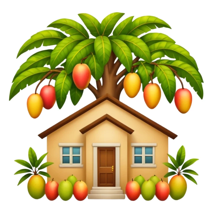 A light brown house from a barrio with a mango tree sticker