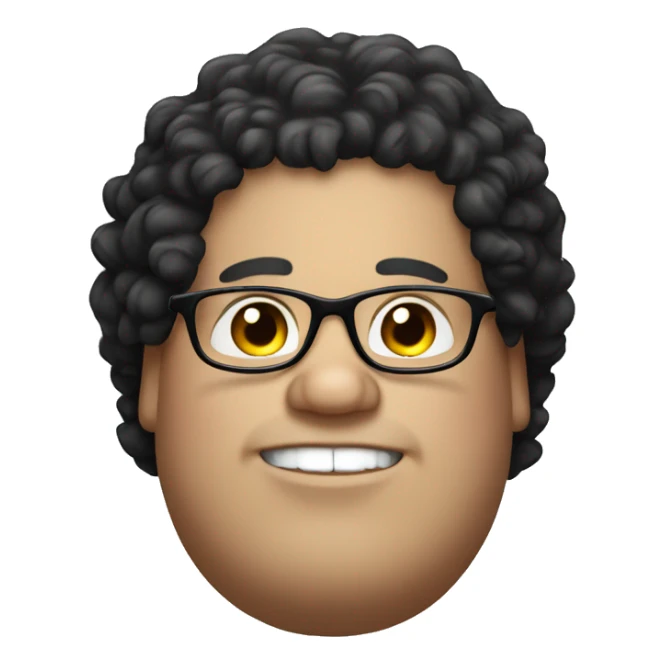 obese white male with Black curly hair and glasses sticker