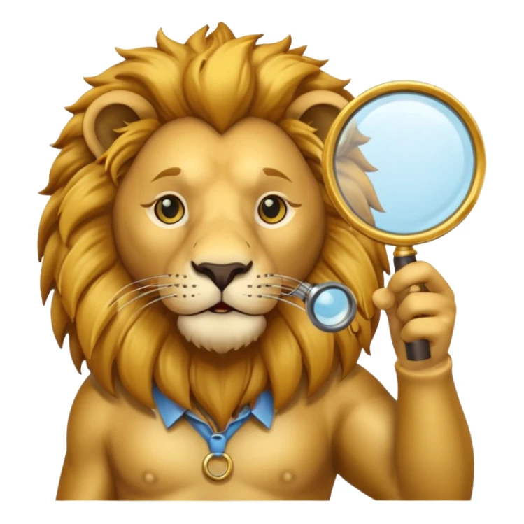 Lion with a magnifying glass sticker