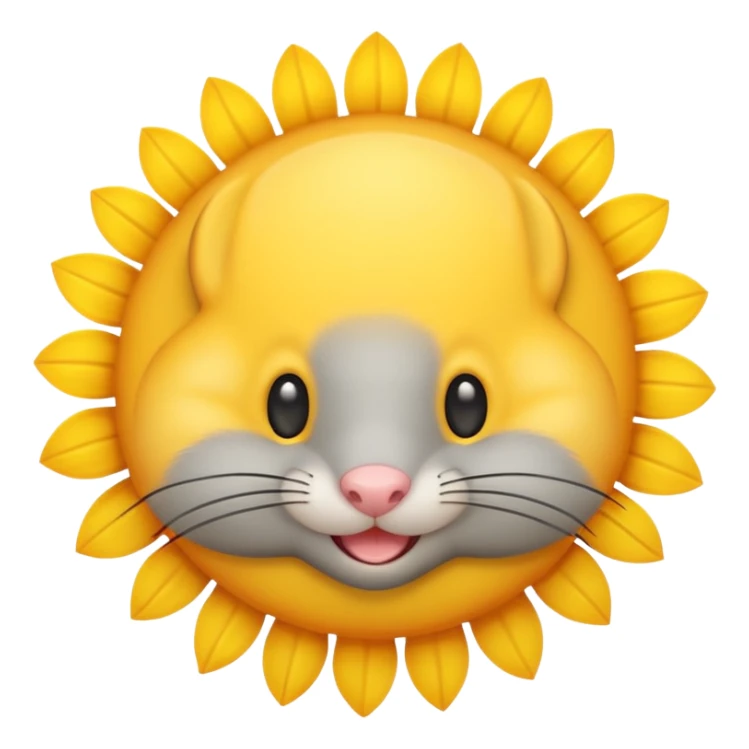 A gray mouse face inside of a sun ☀️ 🐭 sticker