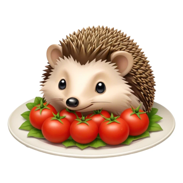 hedgehog and tomatoes in a plate sticker
