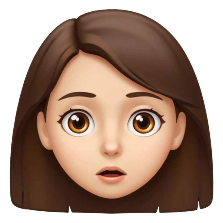 brown eyed girl with medium length brown hair, surprised expression sticker