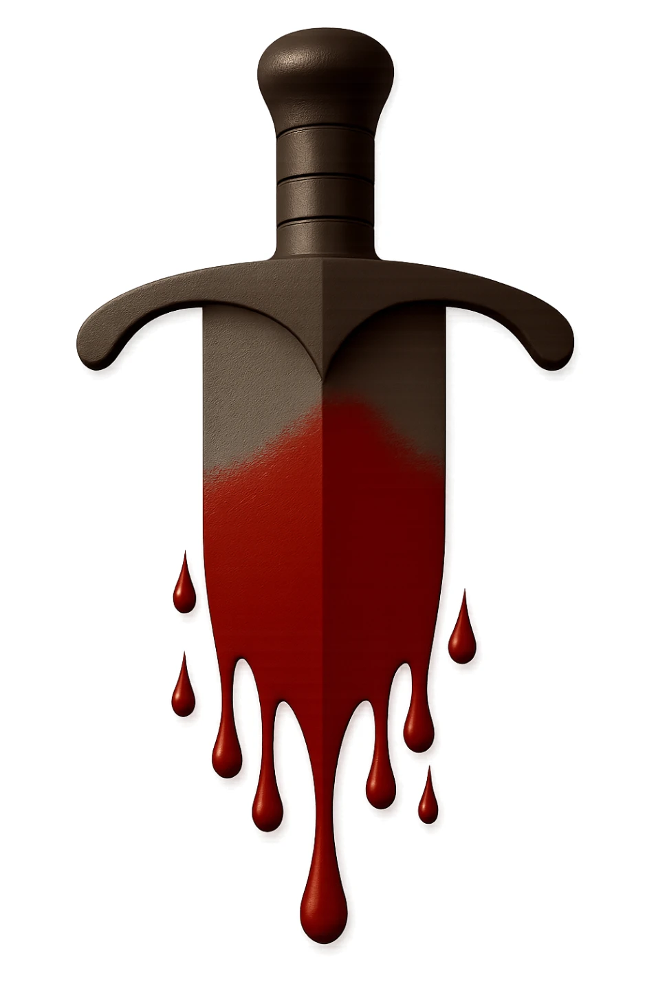 Edit the sword image to make the blood drips half as long as in the reference images. Keep the rest of the sword, blood, and style exactly the same, including the shorter blade taper. High resolution, no background. sticker