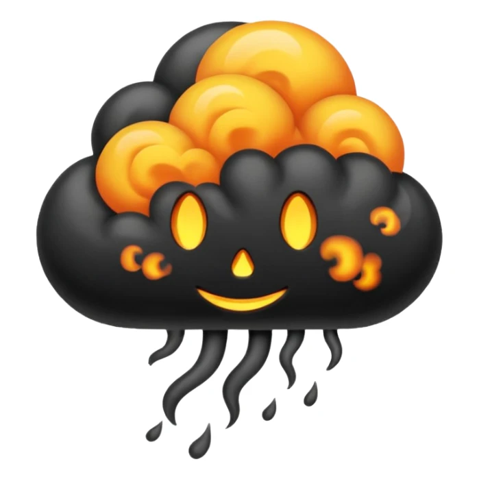 curved, black, poisonous, black smoke emitted sticker