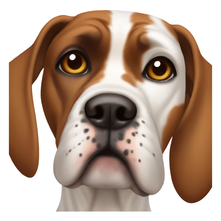 white dog with brown spot on right eye and ear , breed boxer sticker