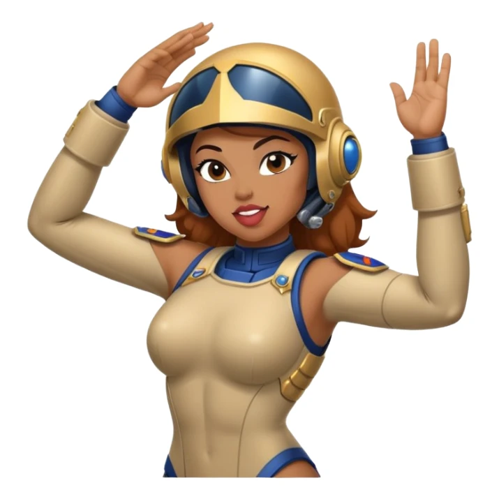 woman space marine in bodysuit salutes tongue out sticker