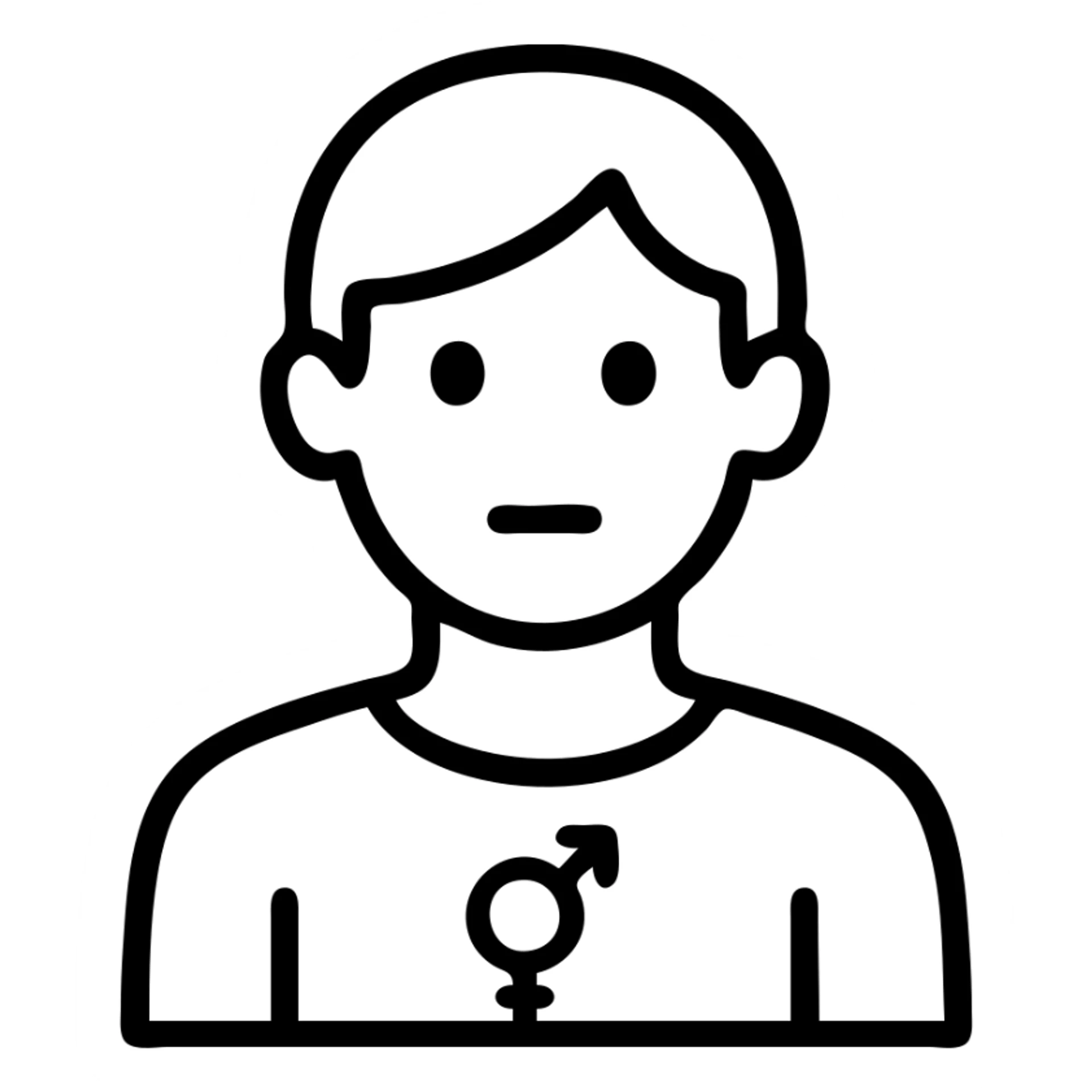 icon style illustration of a non-binary person with blue hair, inclusive and clear sticker