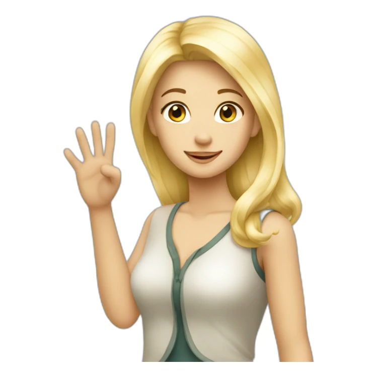 beautiful blond full body girl saying hi sticker