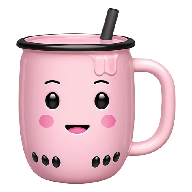 Pink mug with bubble tea, Without a face, Just a pink bubble tea mug sticker
