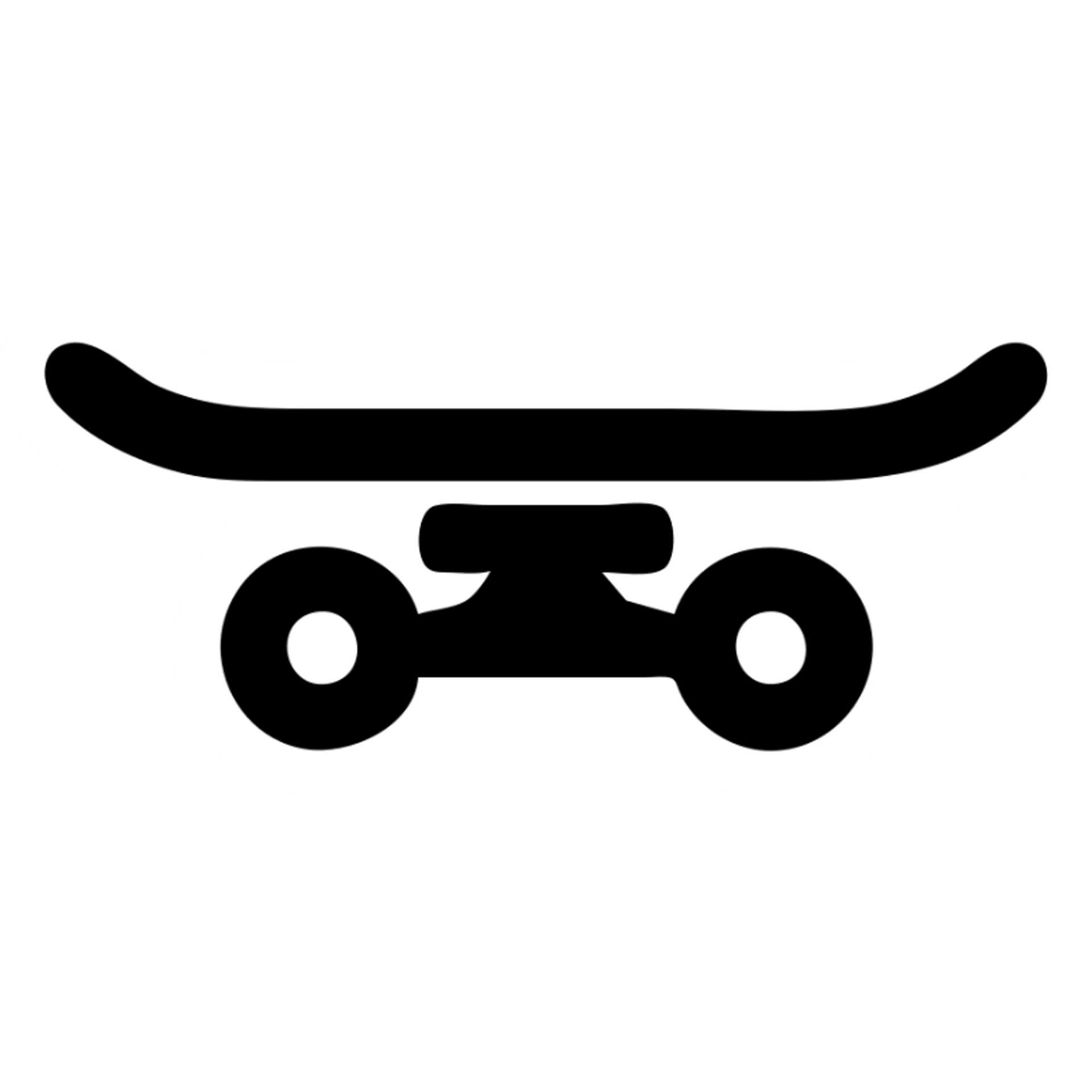 A skateboard in a black filled icon style, with a riser pad. sticker