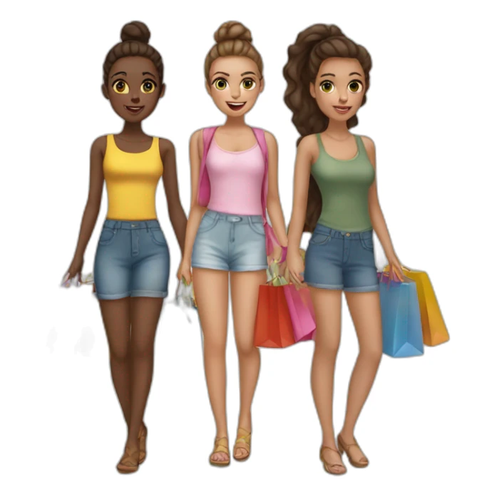 5 girls en shopping sticker