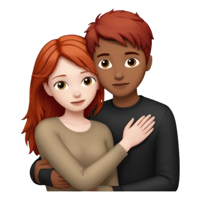 Red haired girl with dark brown hair boy romance sticker
