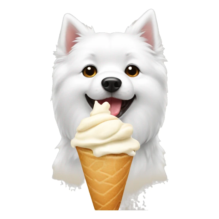 japanese spitz dog eating icecream sticker