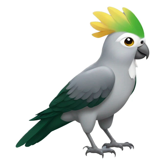 Grey Cockatiel with Dark Green Tail sticker