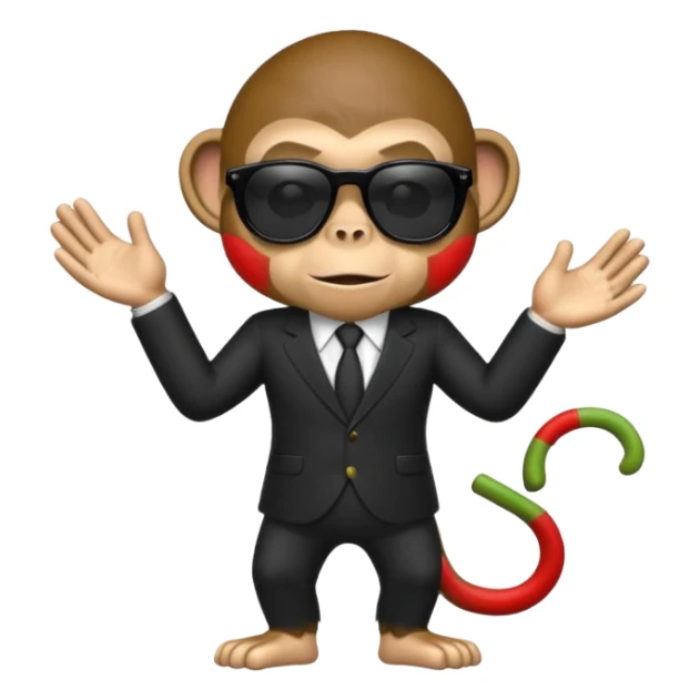 Make an emoji that looks like a monkey in a mafia With dark fully sunglasses sticker
