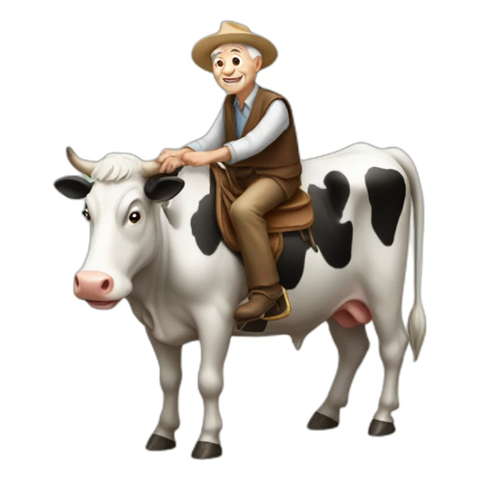 old man on a cow sticker