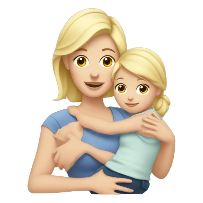blonde mom with a little daughter in her arms sticker