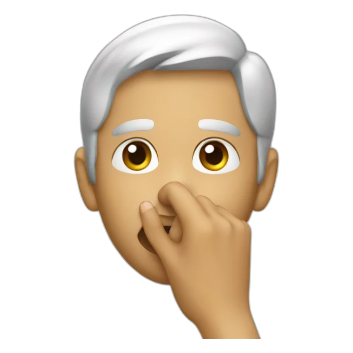 A guy with his finger in his mouth making the silence sign sticker