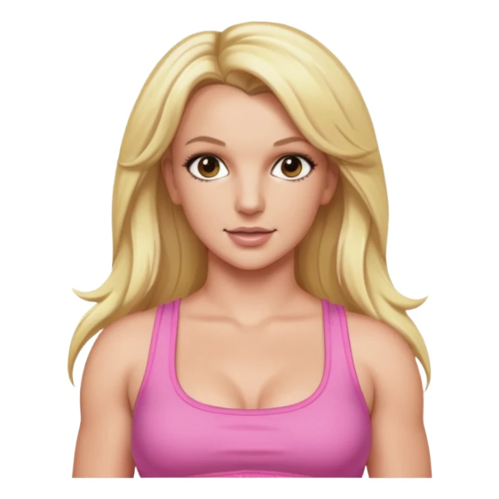 Britney Spears with long blonde hair, pink crop top sticker