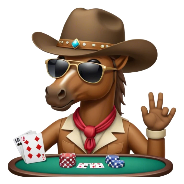 horse playng poker wearing cowboy hat wearing sunglasses sticker