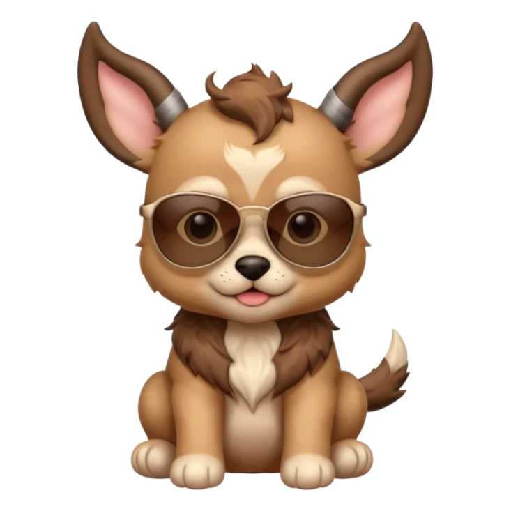 baby puppy with horns and sunglasses sticker