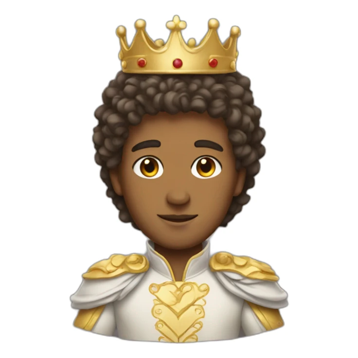 A white prince with curly hair and Crown on a head sticker