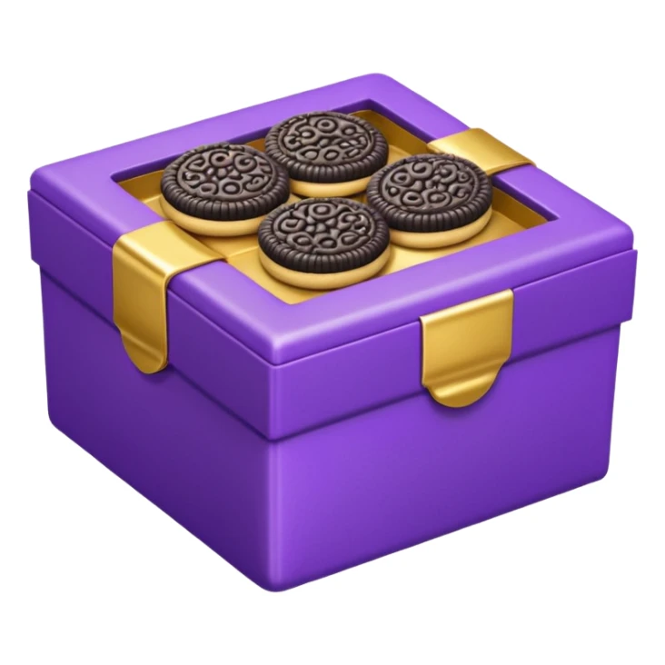 cookie chocolate oreo in purple box with gold circles sticker