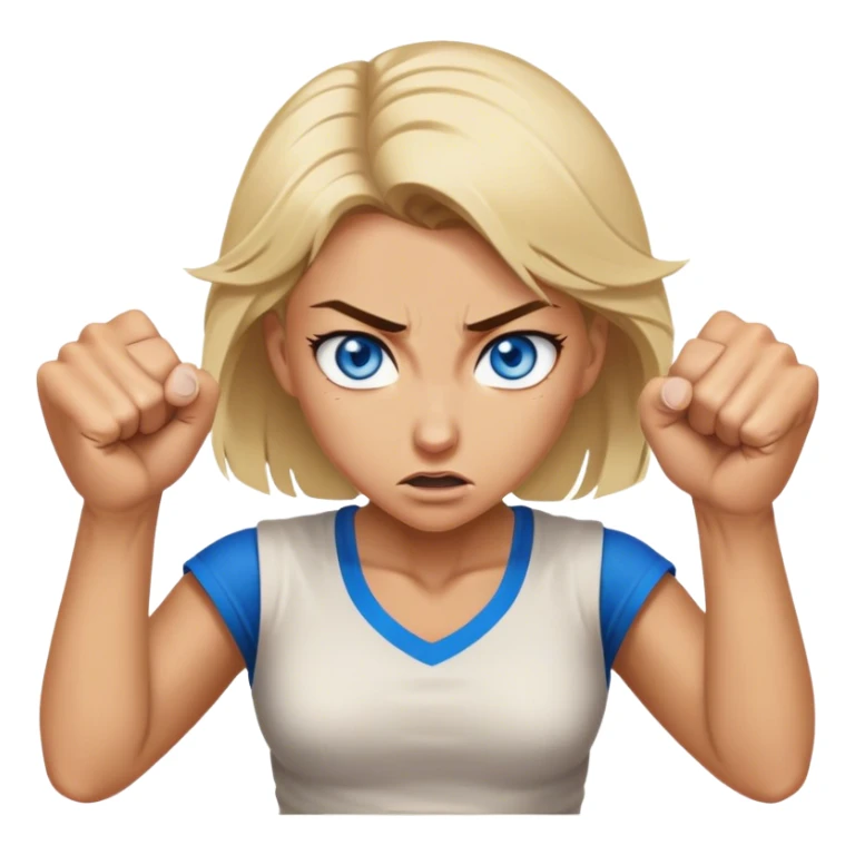Blond woman with Blue eyes fighting in a brawl sticker