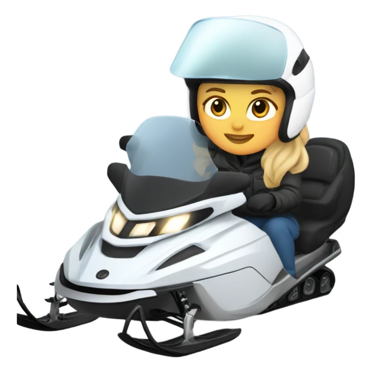 two white girls snowmobiling, one with a helmet and face shield on sticker