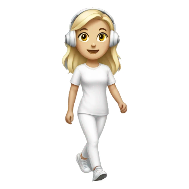 blonde girls wearing white headphones walking  sticker