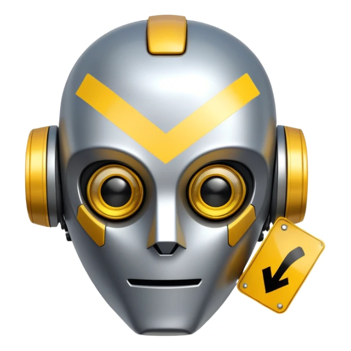 robot head with a yellow checklist with a warning symbol on it sticker